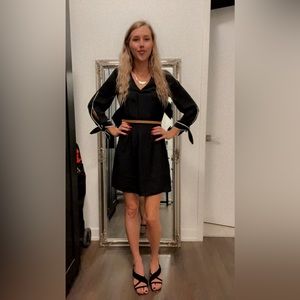 H&M Black Chiffon Dress with White Cord Detailing - Elegance for Timeless Style!